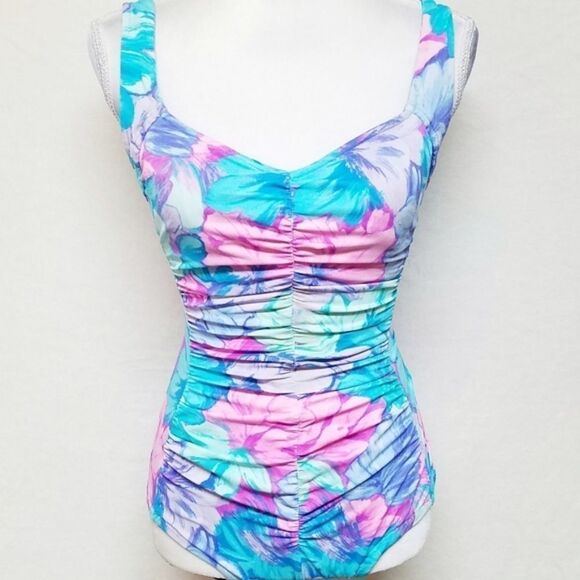 VINTAGE 60s Sandcastle Pastel Floral Swimsuit - Picture 3 of 11